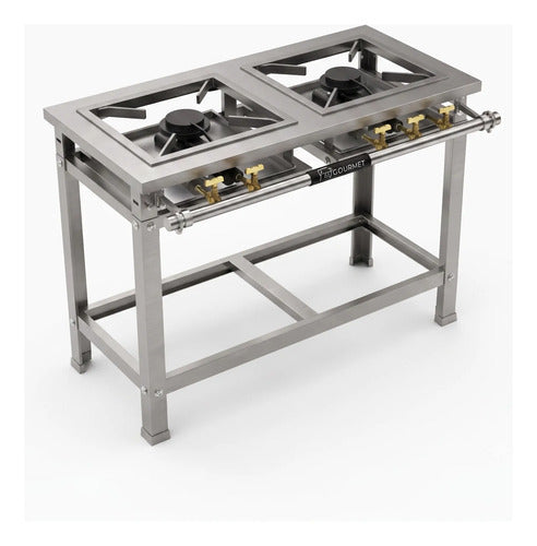 Fogão Industrial 2 Bocas 2qd Baixa Pressão Perfil 7 Inox Fg