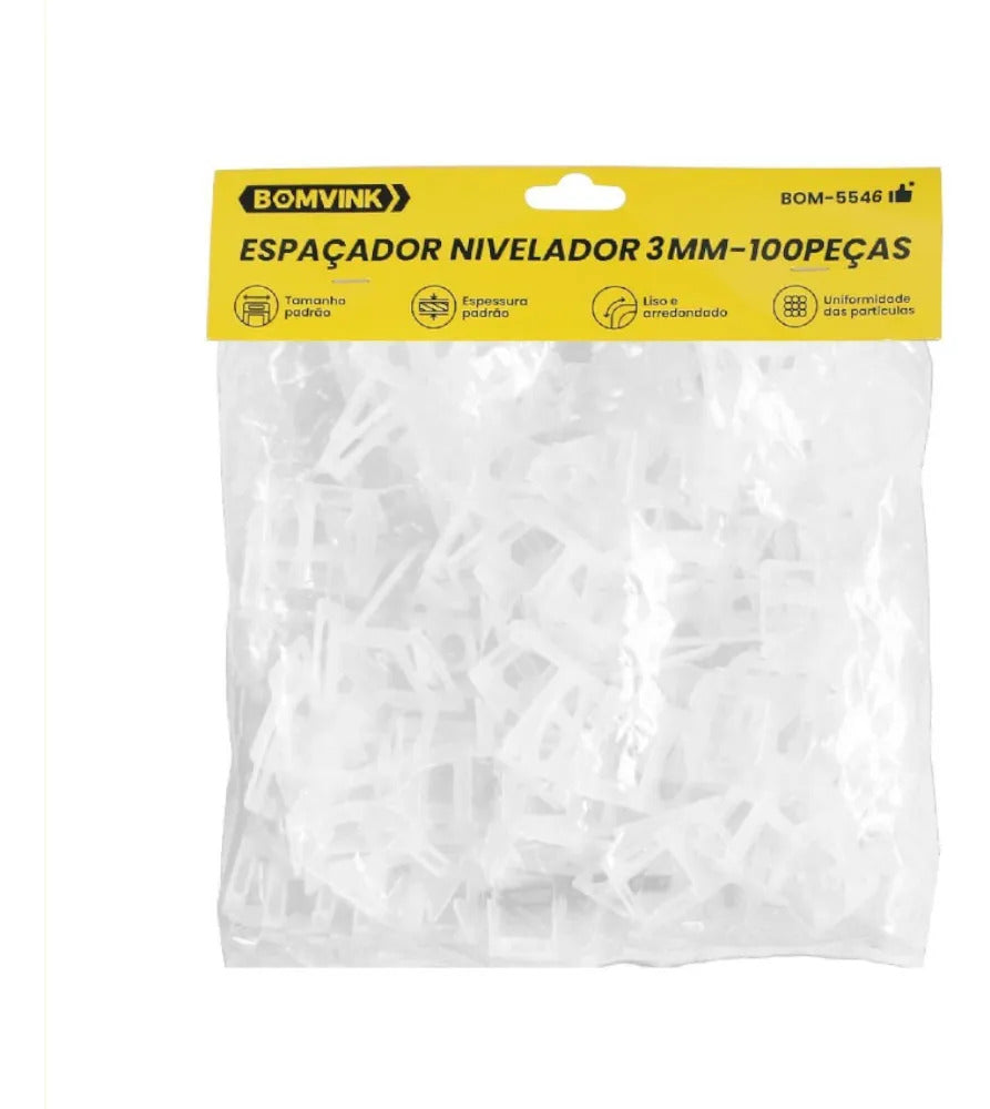 Espaçador Nivelador de Pisos 3 mm com 100 Peças Bomvink BOM-5546