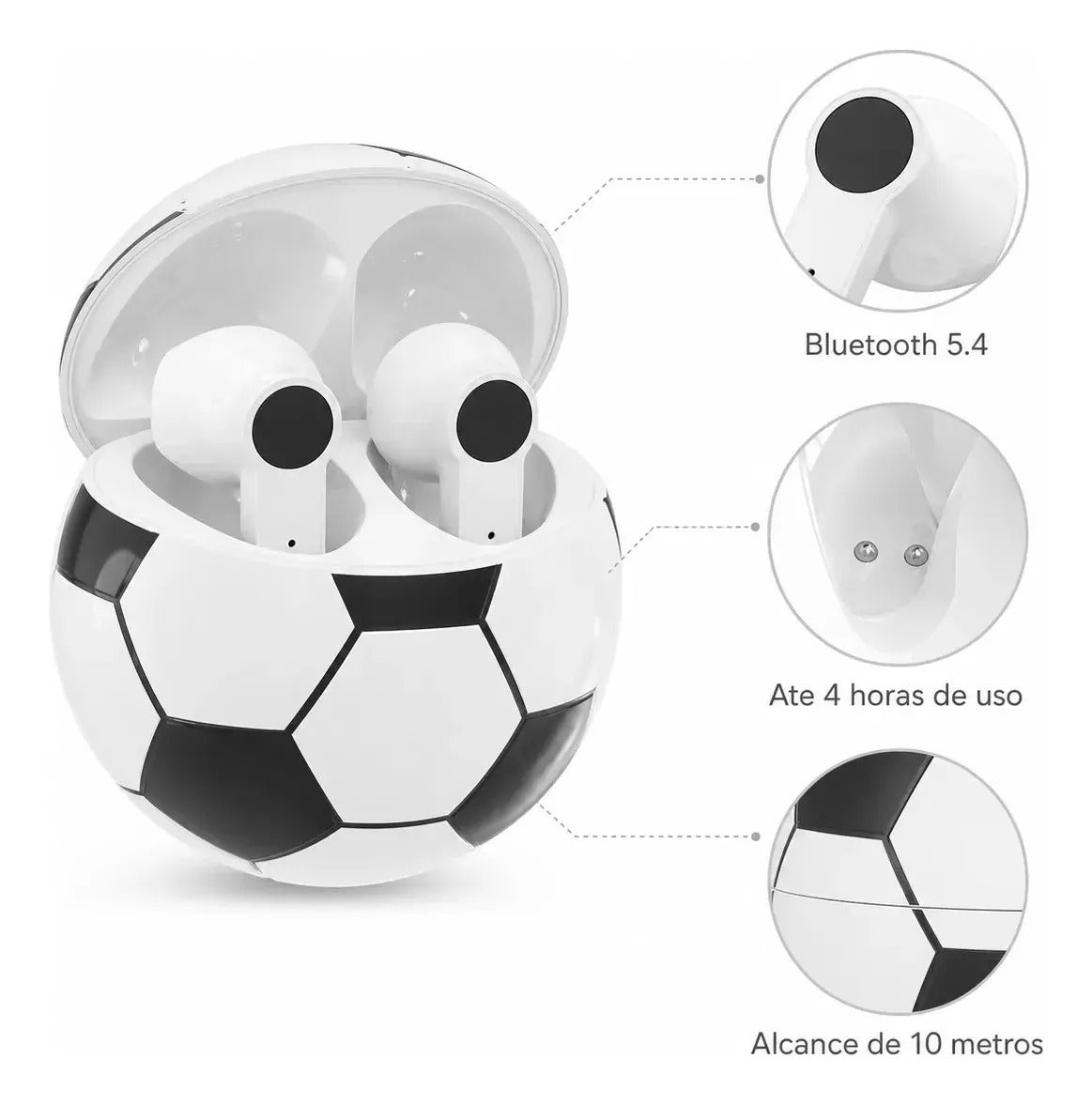 Fone de Ouvido TWS Bluetooth 5.4 sem Fio com Microfone e Estojo de Carregamento It-Blue LE-2468 - Branco