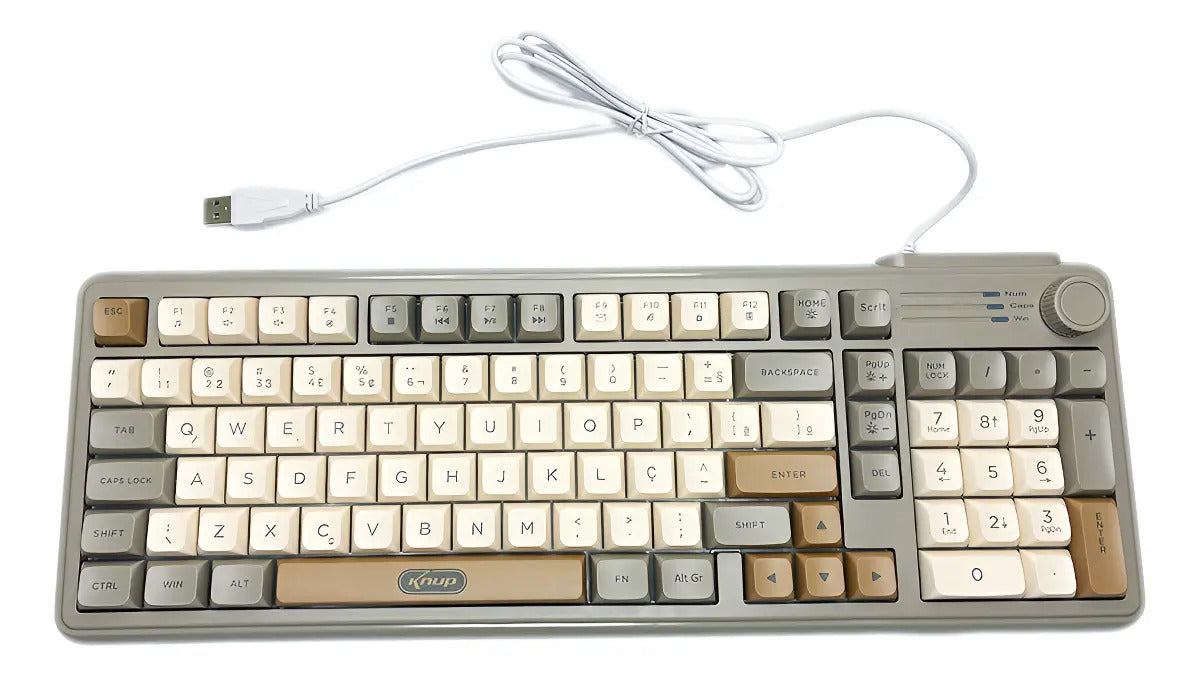 Teclado Multimídia com Fio USB 1,4 m Layout ABNT2 com Teclado Numérico Knup KP-TE145
