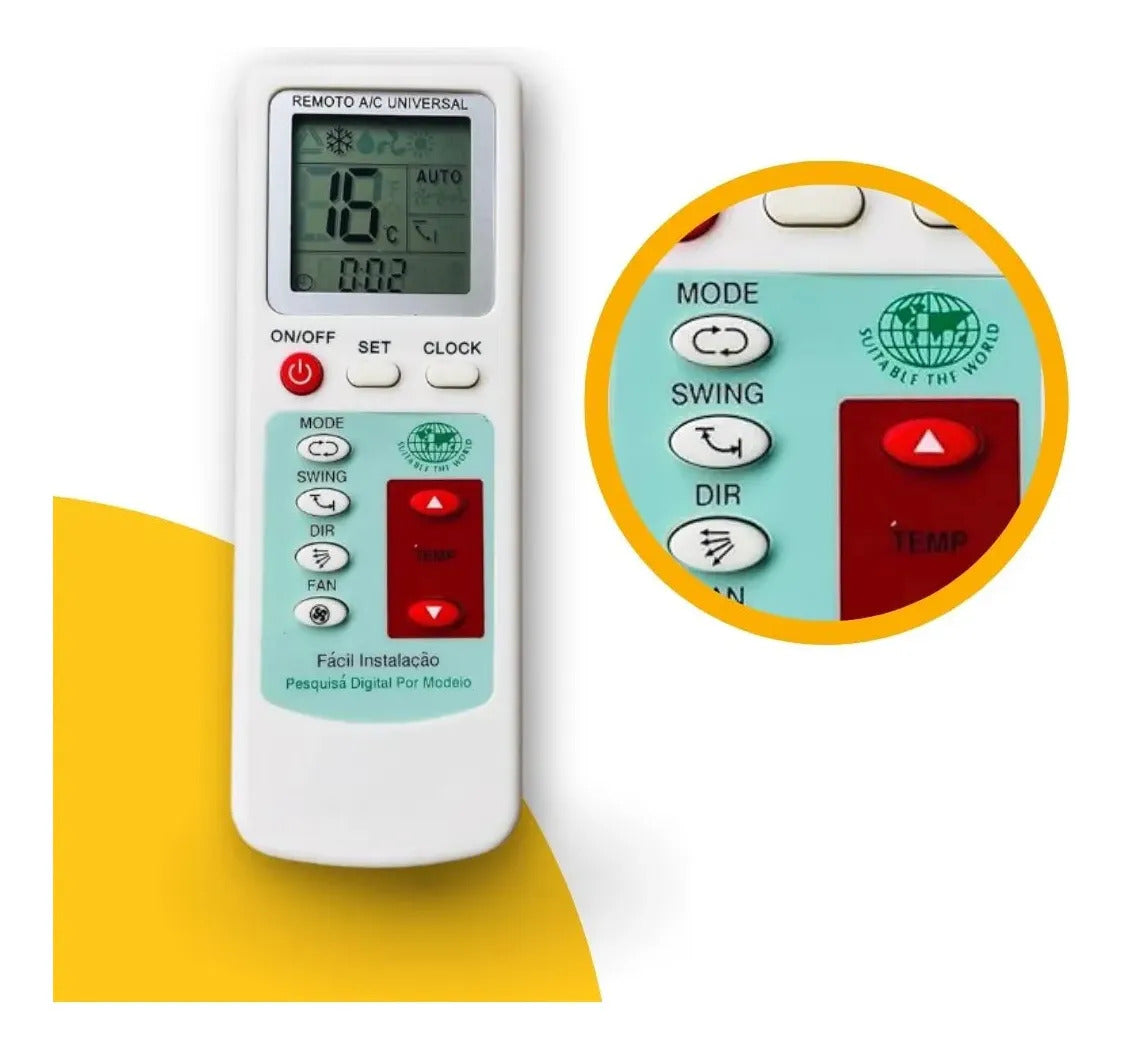 Controle Remoto Universal para Ar Condicionado com Display LCD Lelong LE-7430