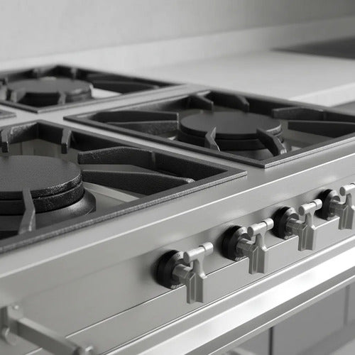 Fogão Industrial Inox P7 4 Boca Qs Qg C/ Pés Reguláveis B.p