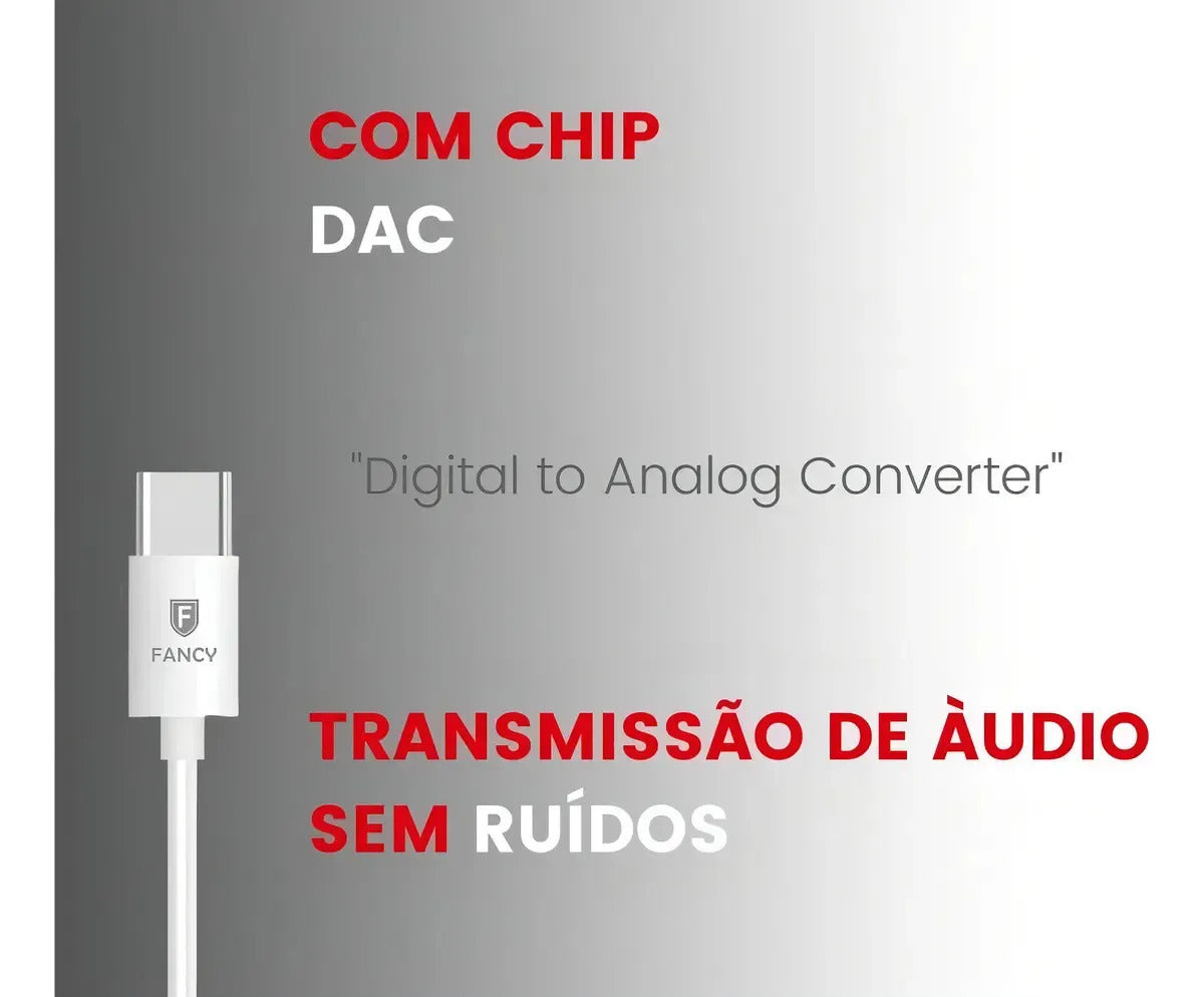 Fone de Ouvido In-Ear Type-C com Microfone e Controle de Volume 1,2m Fancy TC-03