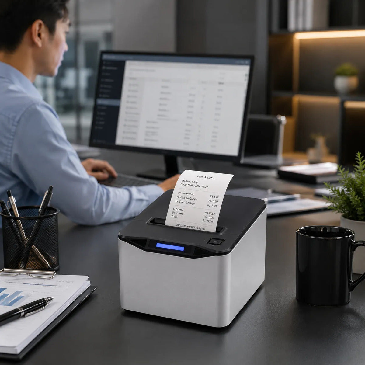 Impressora Térmica Wireless 203DPI USB Type-C Bateria 7.4V 2600mAh Celark CE-01517B