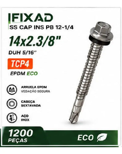 Parafuso Hard Ss Cap Ins Pb 14x2.3/8 Tcp4 Epdm Eco – 1200 Peças – foto 3