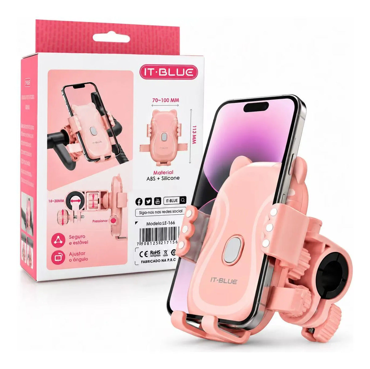 Suporte de Celular para Bicicleta e Moto Universal com Fixação Mecânica It-Blue LE-166
