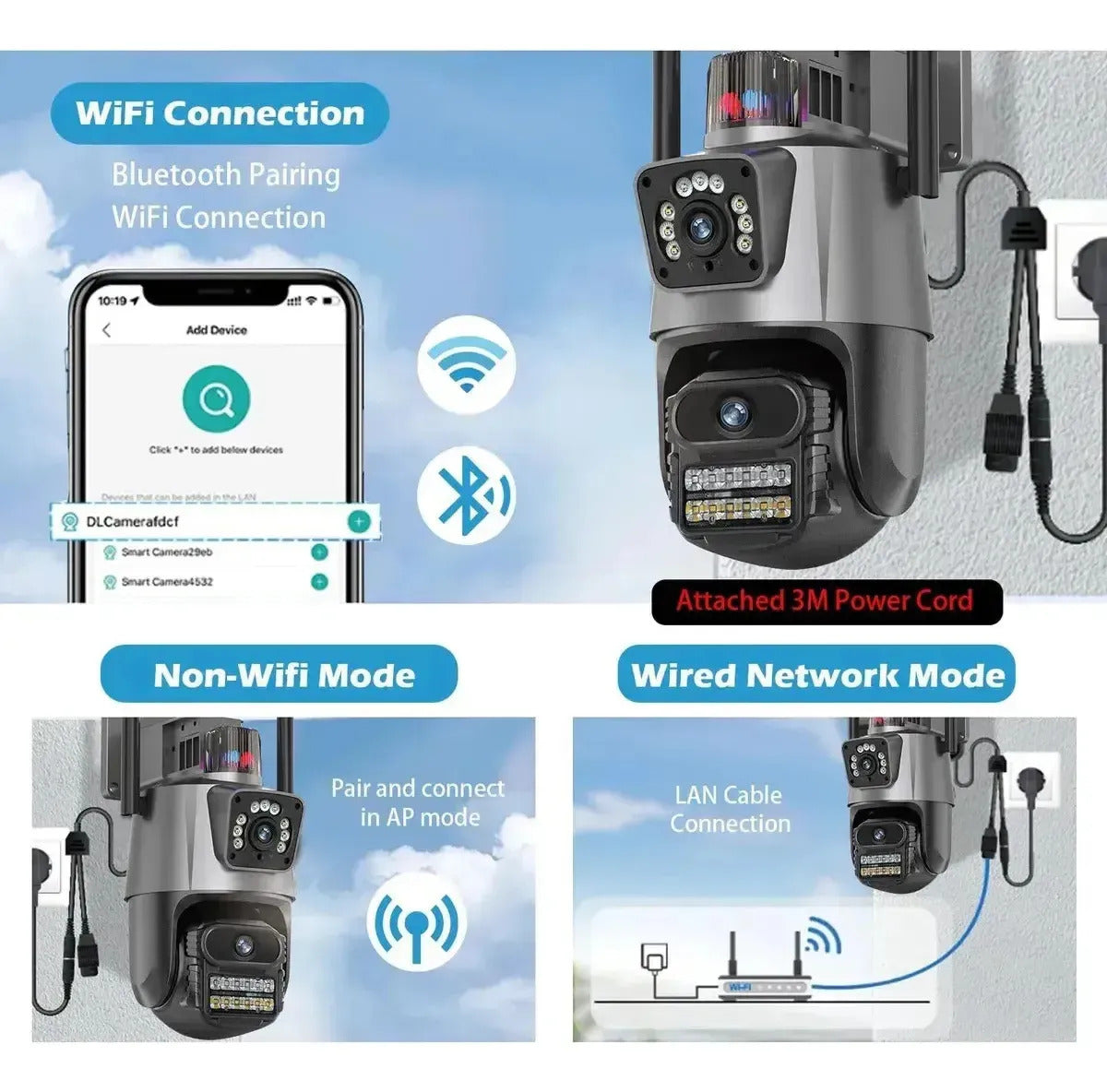 Câmera de Segurança IP Externa Wi-Fi Full HD 1080P com Inteligência Artificial Aitek SIGMA-4922IC