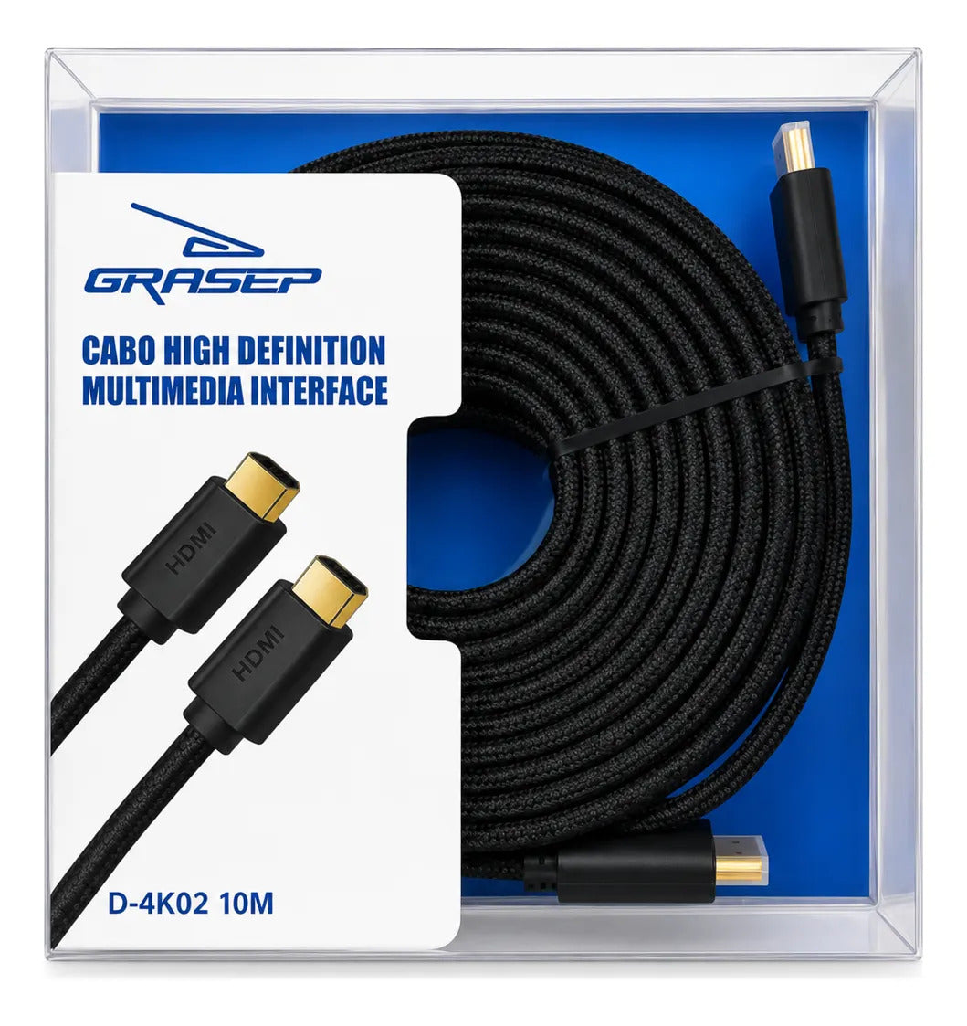 Cabo HDMI para HDMI 2.0 4K Ultra HD 5 Metros Conectores Banhados a Ouro Grasep D-4K02