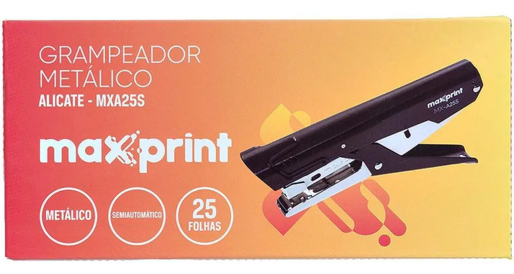 Grampeador Semiautomático de Metal 25 Folhas 26/6 e 24/6 Max Print MXA25S