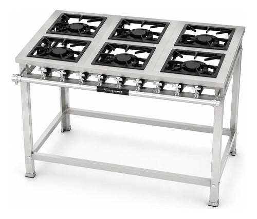Fogão Industrial 6 Bocas/qd Qg P7 B.p. Fast Gourmet Inox