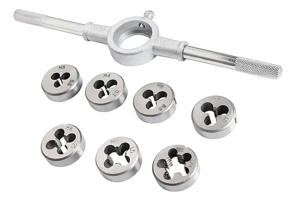 Conjunto de Tarraxas e Machos com 8 Peças de Aço M3 a M12 Bomvink BOM-3230