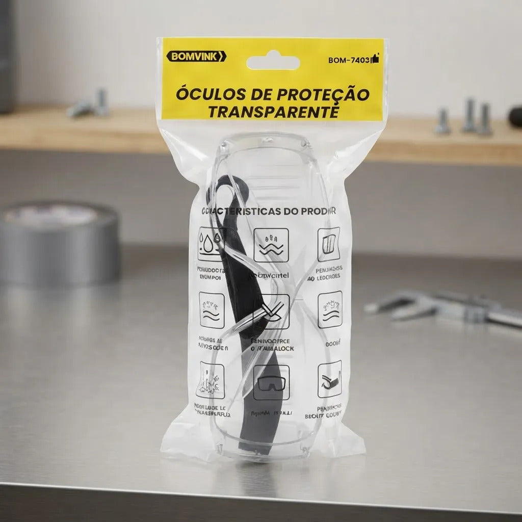 Óculos de Proteção Transparente em Policarbonato Bomvink BOM-7403
