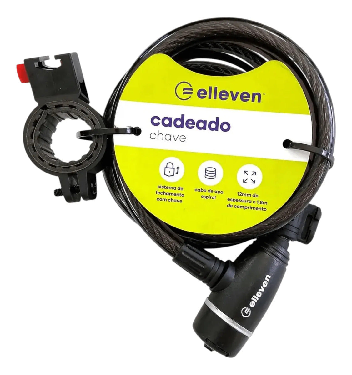 Cadeado Antifurto para Bicicleta com Suporte e Chave 120 cm Bomvink BOM-2612 - Preto
