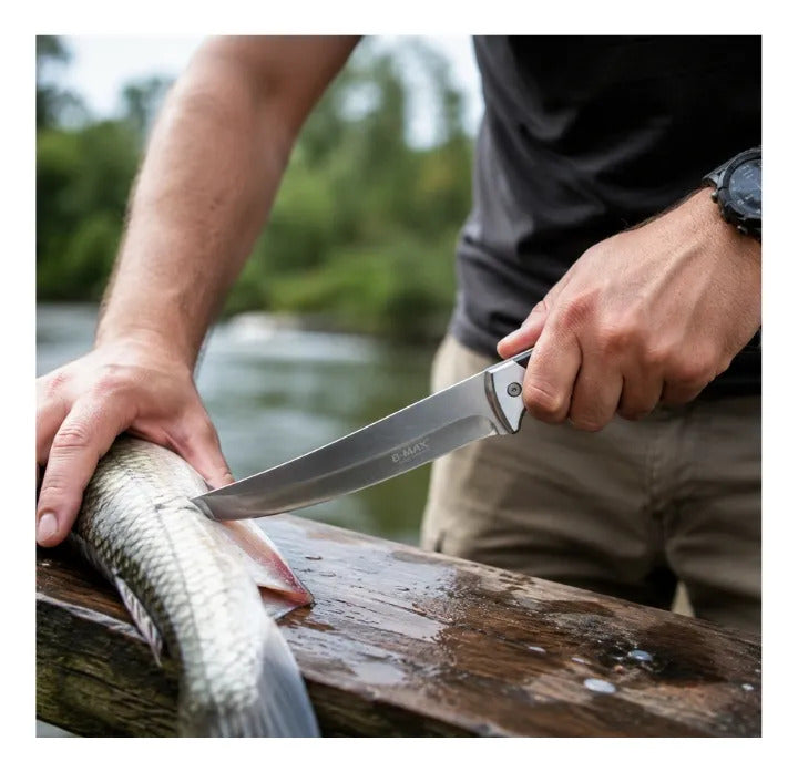Faca para Pesca e Caça em Aço Inox com Estojo para Camping Luatek SLK-A176