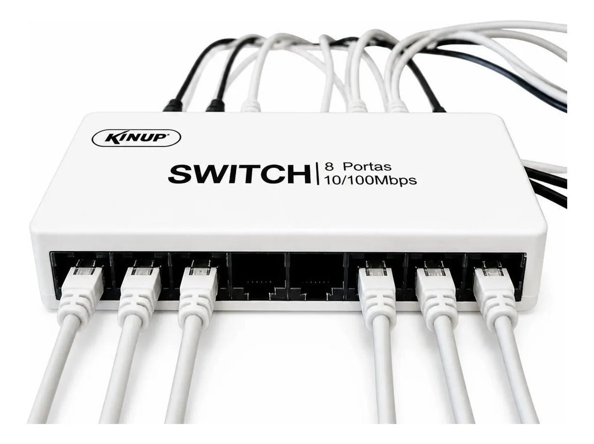 Switch de Mesa 8 Portas RJ45 10/100 Mbps com Fonte Knup KP-E08B