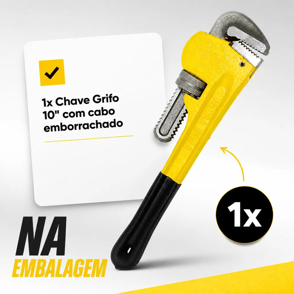 Chave de Grifo 10 Polegadas em Aço com Cabo Antiderrapante Bomvink BOM-1288