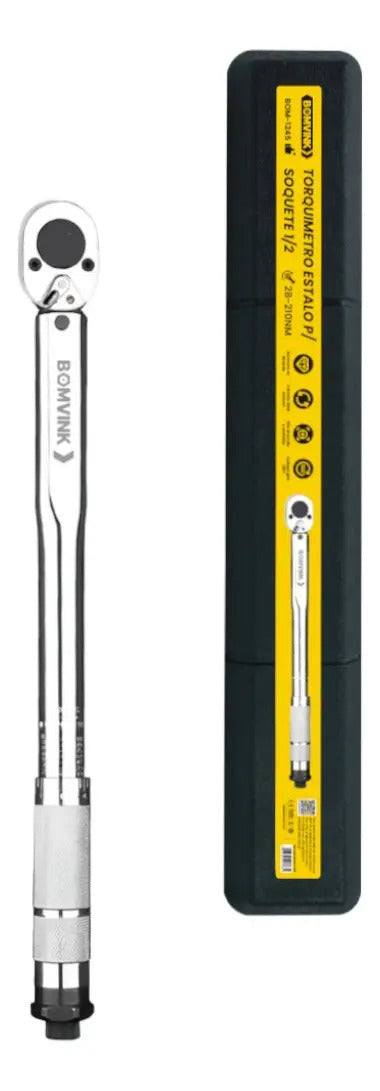 Torquímetro de Estalo Encaixe 1/2" 28 a 210 Nm com Estojo Bomvink BOM-1245
