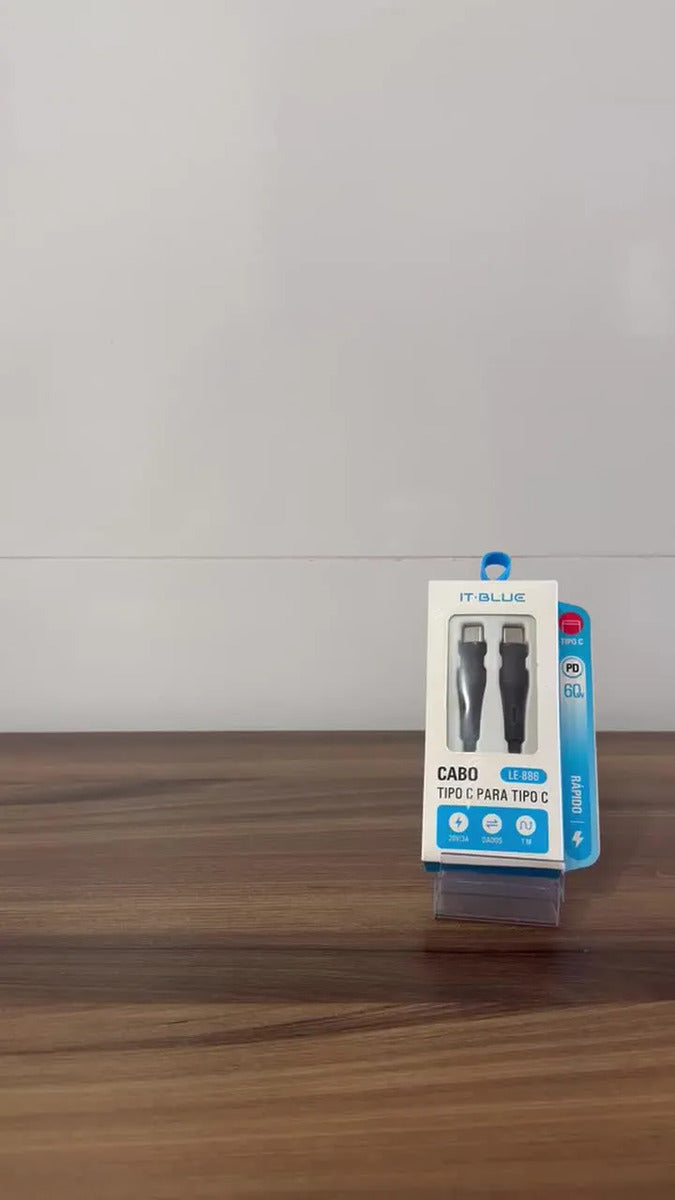 Cabo de Dados USB-C para USB-C 1 Metro 20V 3A 60W It-Blue LE-886
