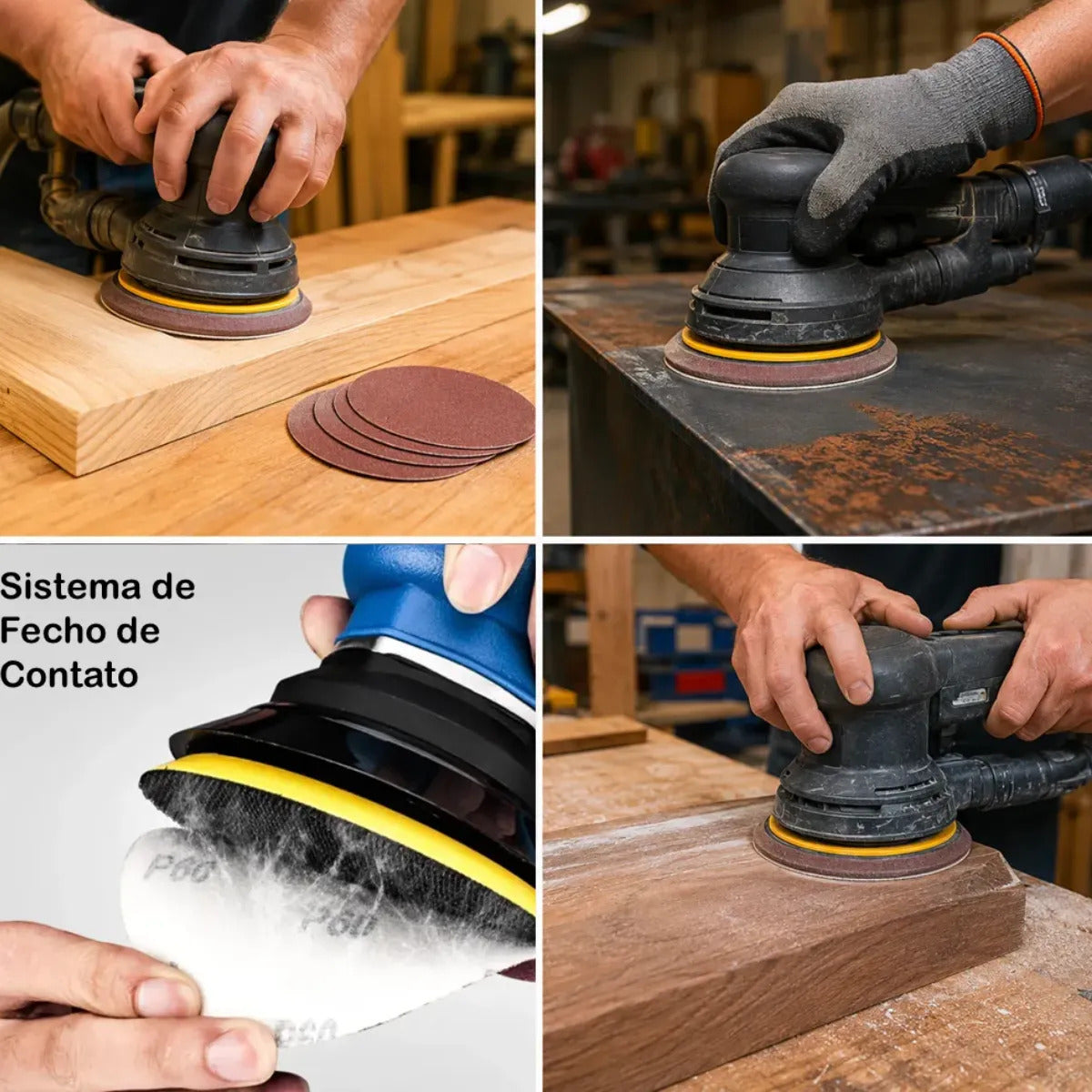Kit com 10 Discos de Lixa para Lixadeira 150mm Grãos P60 e P180 Fecho de Contato Bomvink BOM-5603