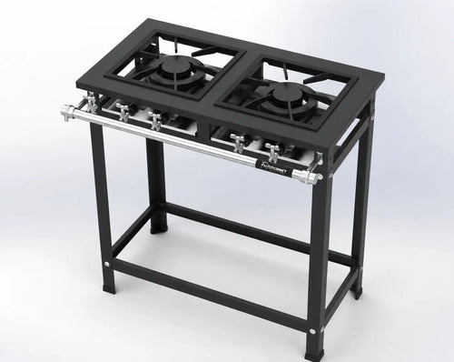 Fogão Industrial 2 Bocas Qd Qg B.p P7 Pintado Fast Gourmet