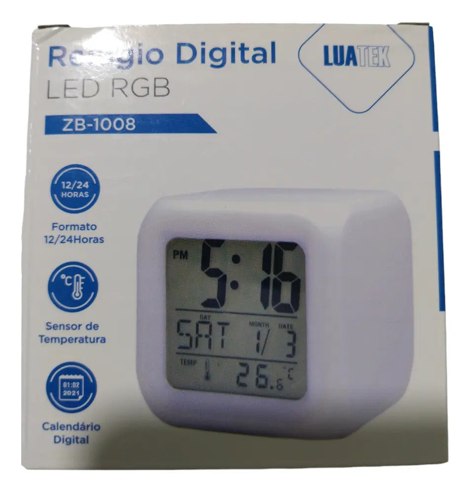 Relógio de Mesa Digital com Iluminação RGB Luatek ZB-1008
