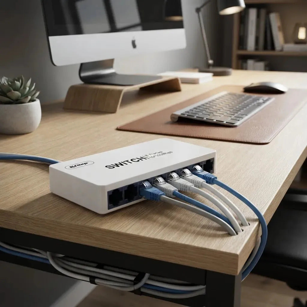 Switch de Mesa 8 Portas RJ45 10/100 Mbps com Fonte Knup KP-E08B