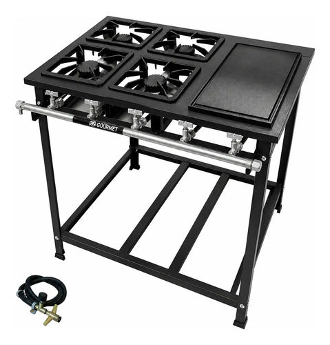 Fogão Industrial 4 Bocas/qs + Chapa Baixa Pressão Fast Gourmet