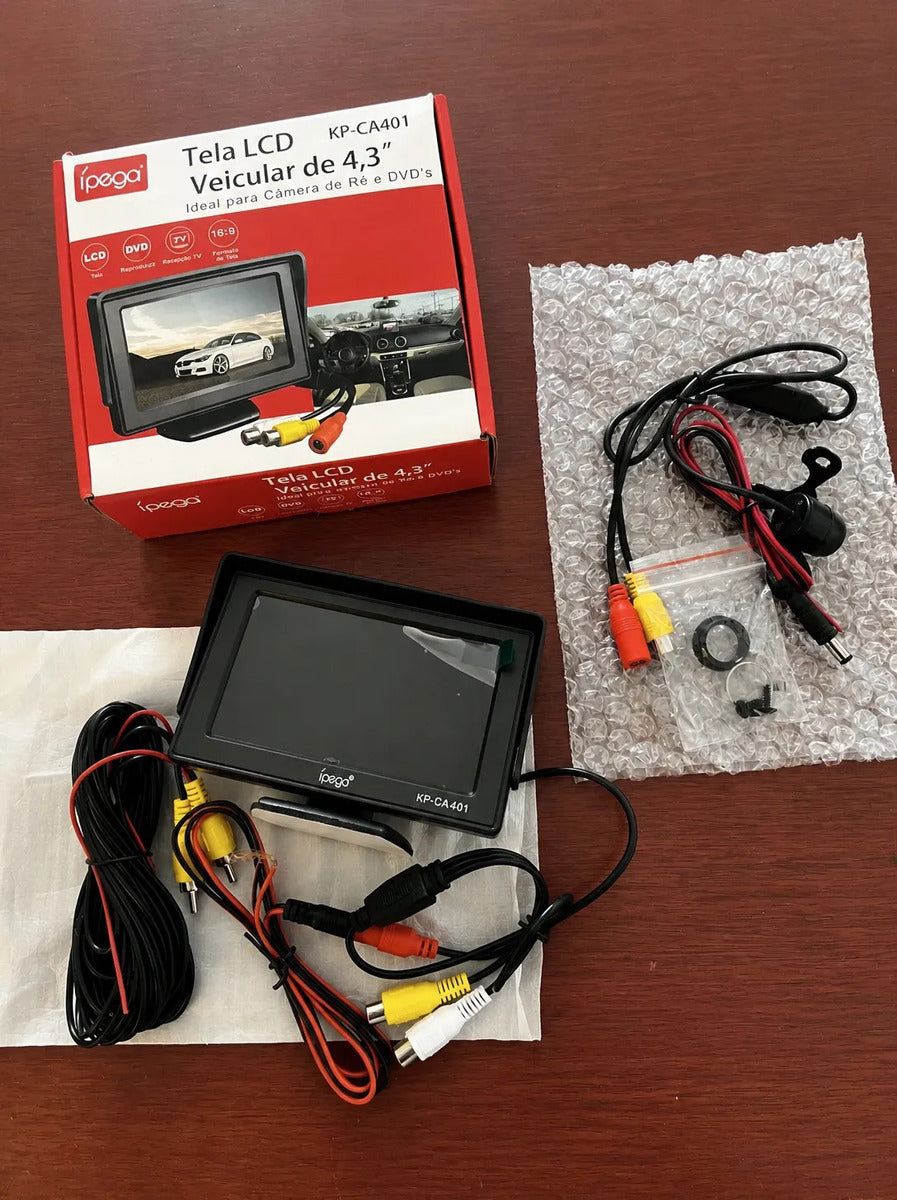 Mini Monitor de Vídeo LCD 4,3 Polegadas para Câmera de Ré e DVD Veicular Ipega KP-CA401