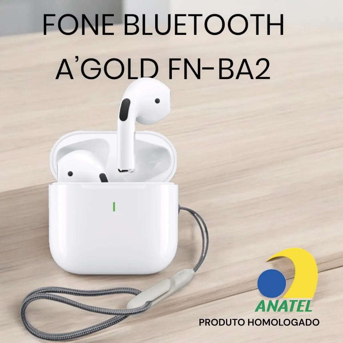 Fone de Ouvido Bluetooth 5.4 Sem Fio In-ear com Microfone e Resistência IPX4 A'Gold FN-BA2