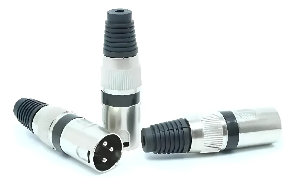Kit com 3 Conectores XLR Macho 3 Pinos para Microfone e Áudio Profissional It-Blue LE-5593