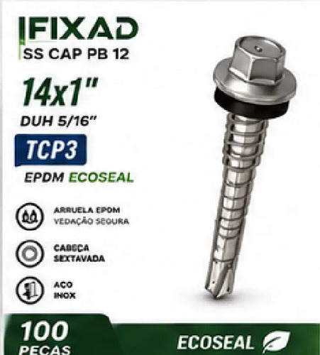 Parafuso Autobrocante Hard SS Cap Cabeça Inox PB 12 TCP3 EPDM Ecoseal – 100 Peças – foto 2