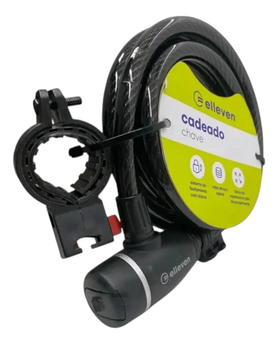 Cadeado Antifurto para Bicicleta com Suporte e Chave 120 cm Bomvink BOM-2612 - Preto
