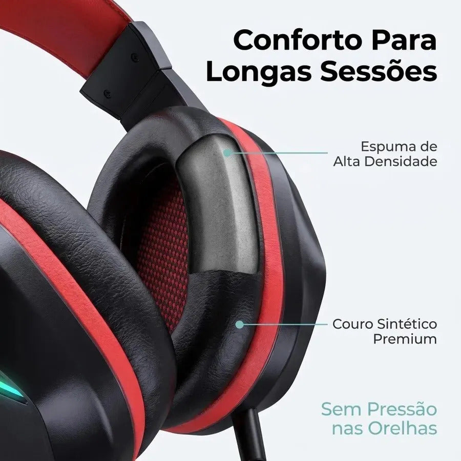 Fone de Ouvido Headset Gamer RGB com Fio USB P2 e Microfone Aitek Delta F4232