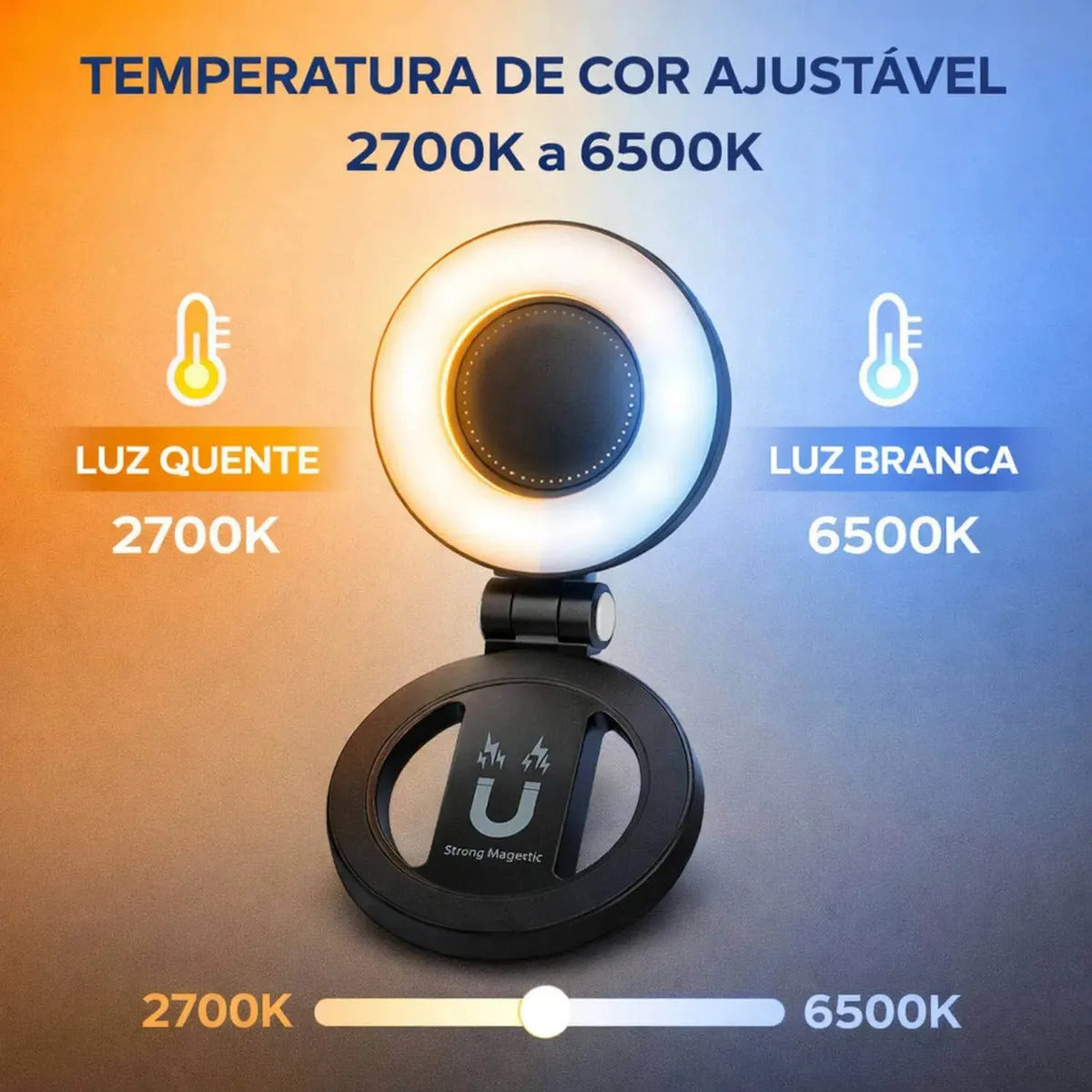 Luminária de LED Ring Light para Celular com Ímã Magnético Recarregável B-Max BM-L33