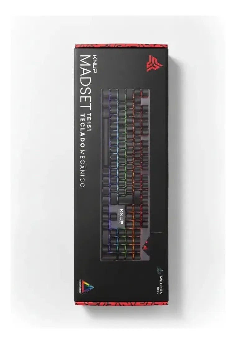 Teclado Gamer Mecânico RGB com Fio USB 1,5 m Switch Azul Knup KP-TE151