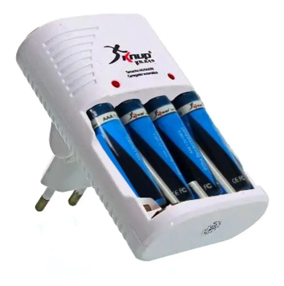 Carregador de Pilhas AA AAA 9V Bivolt com 4 Entradas e Indicador de Carga Knup KP-512AA
