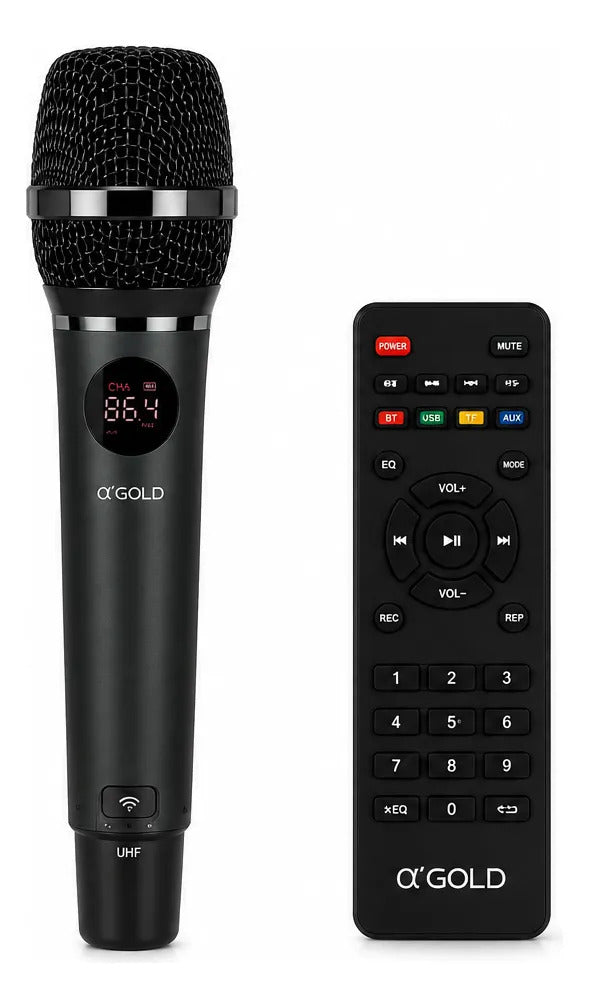 Caixa de Som Bluetooth Portátil com Microfone e Karaokê 120W A'Gold SM-32