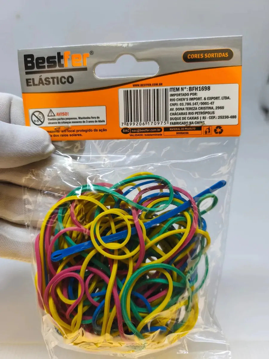 Elástico Colorido de Uso Geral para Escritório com 66 Unidades Bestfer BFH1698