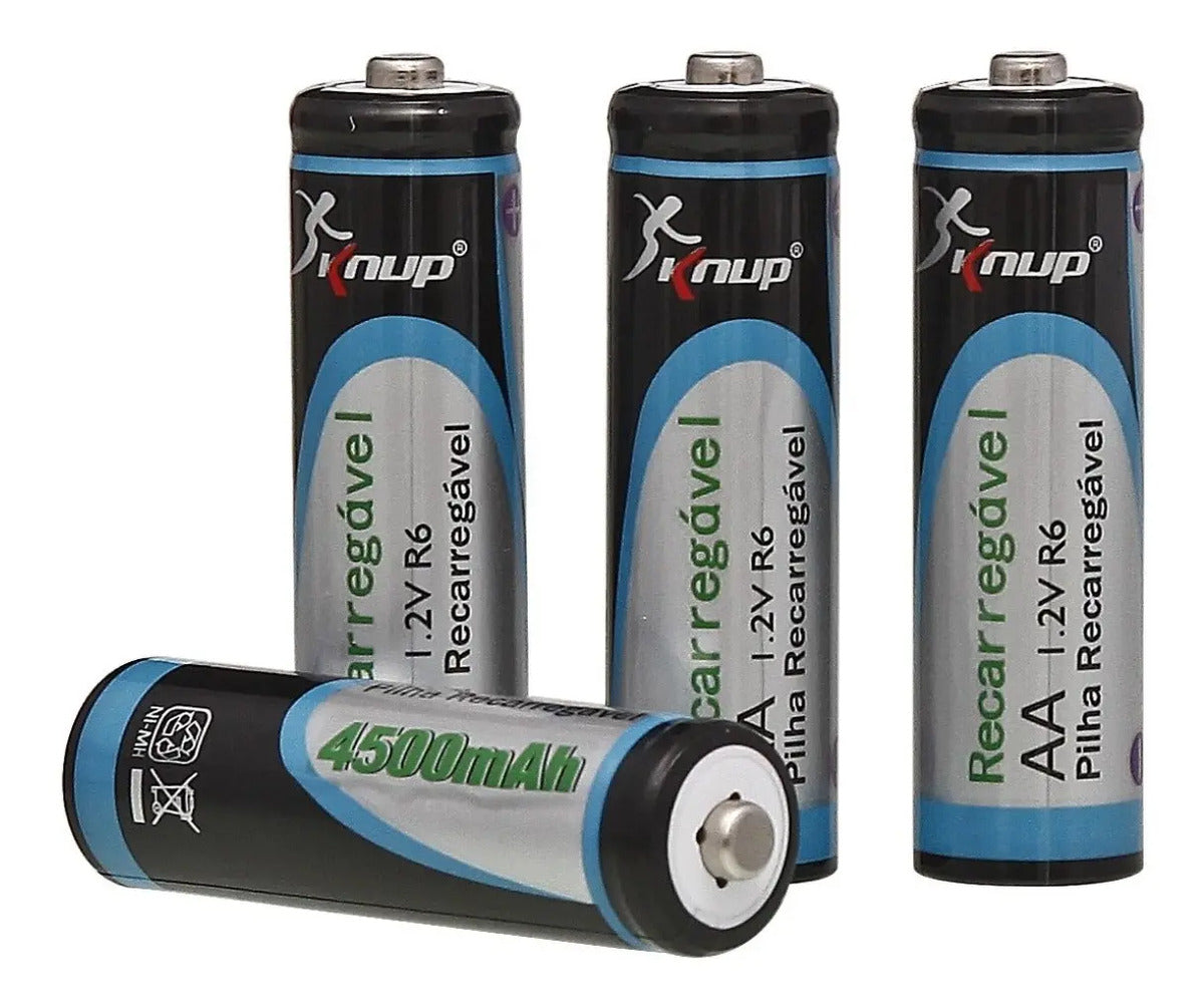 Carregador de Pilhas AA AAA 9V Bivolt com 4 Entradas e Indicador de Carga Knup KP-512AA