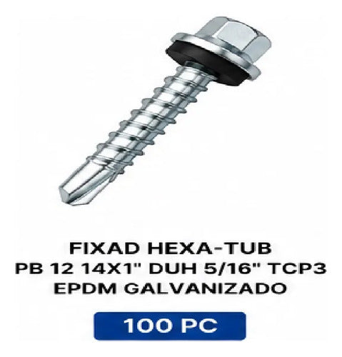 Parafuso Hard Hexa-tub 14x1 Tcp3 Epdm Galvanizado – 100 Peças – foto 3