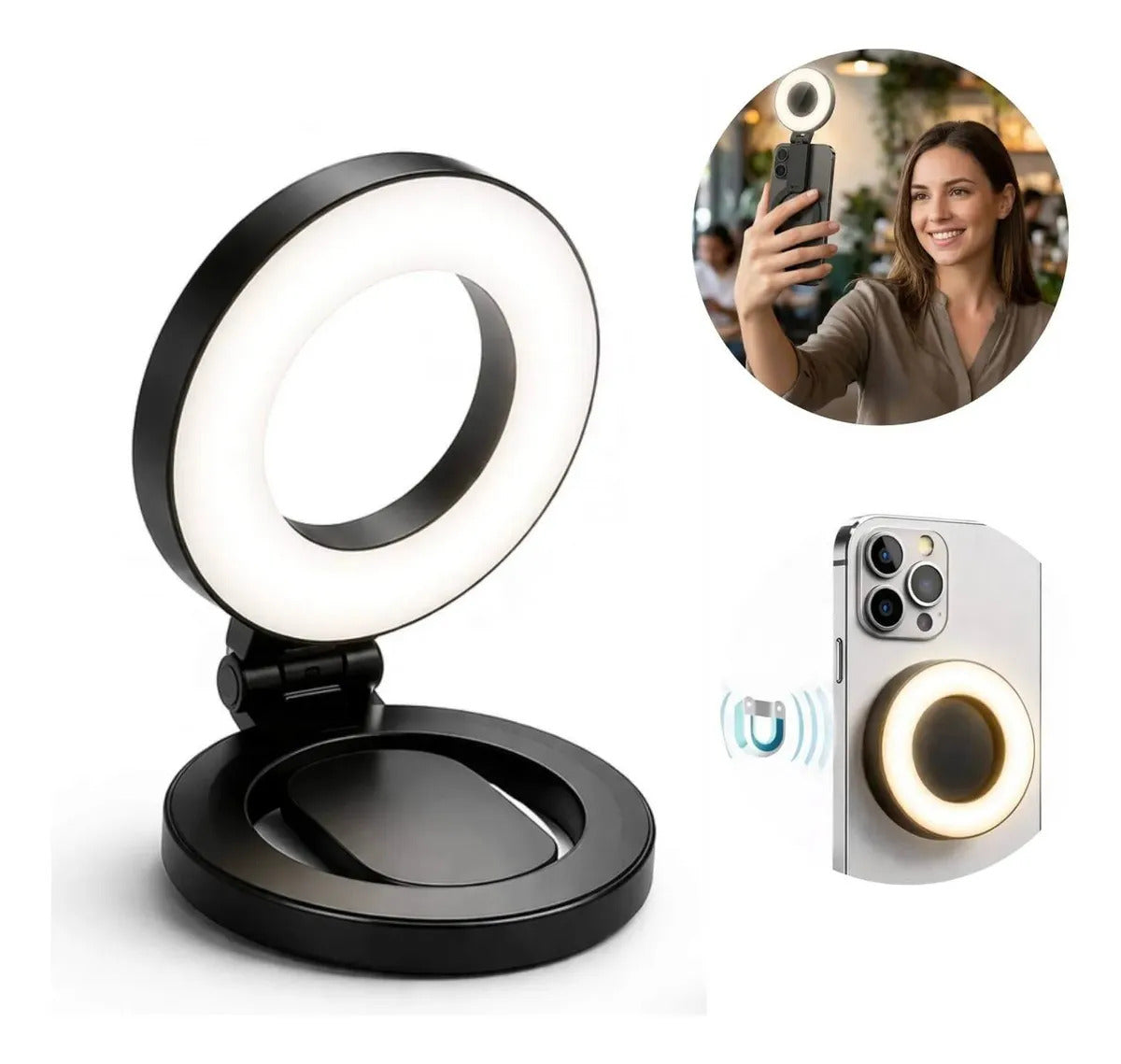 Luminária de LED Ring Light para Celular com Ímã Magnético Recarregável B-Max BM-L33