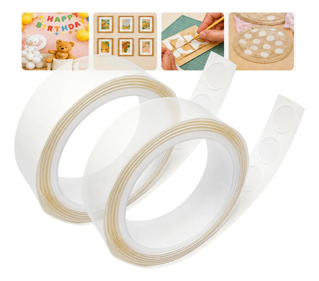 Fita de Cola Dupla Face em Pontos Transparente 60 Peças 1x1 cm Bomvink BOM-1369