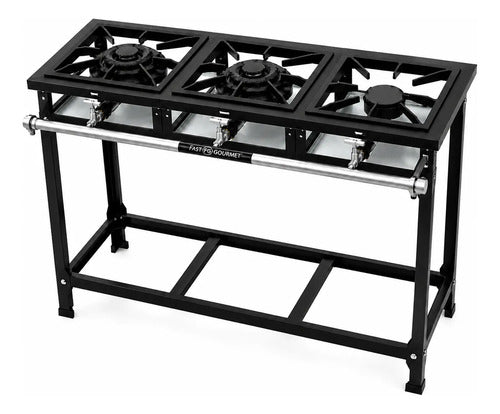 Fogão Industrial 3 Bocas 1qs+2qd Baixa Pressão Fast Gourmet Pintado