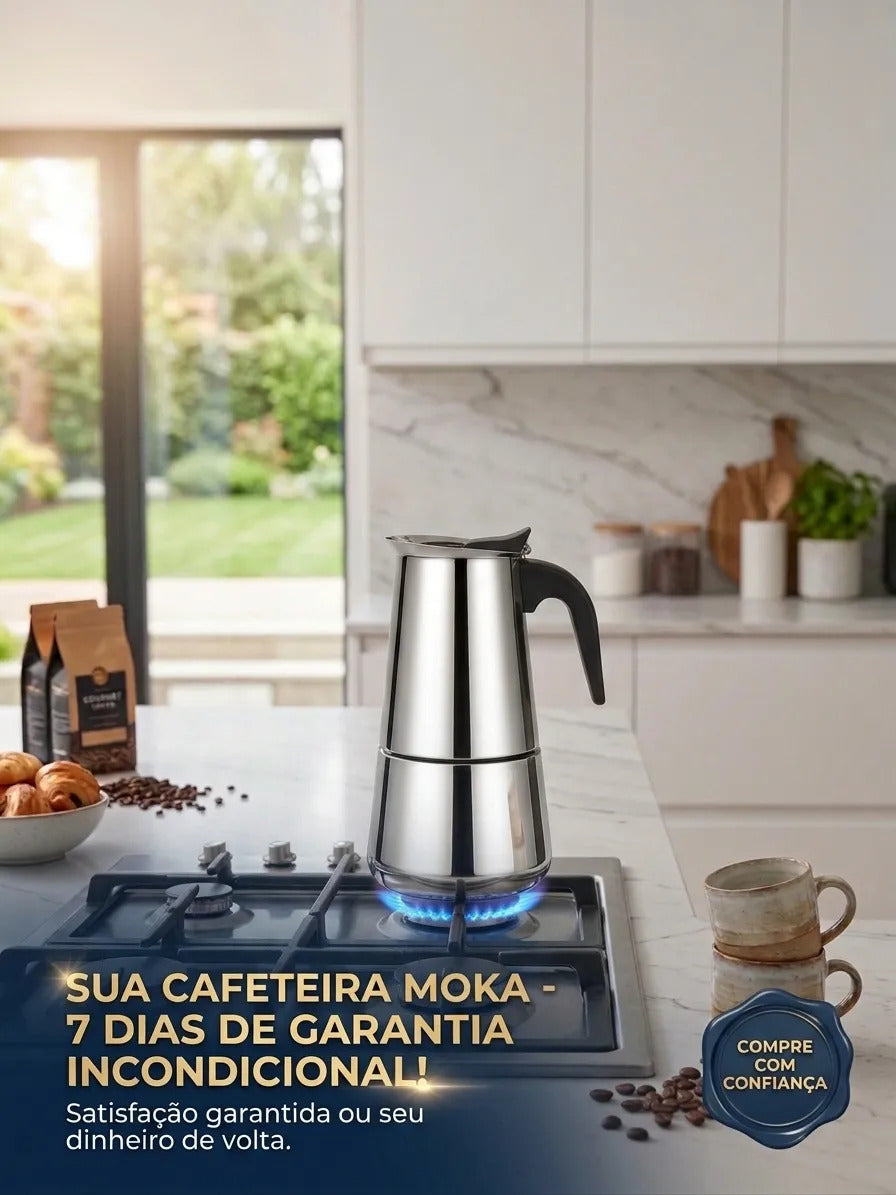 Bule de Café Cafeteira Italiana Moka em Aço Inox 450ml B-Top BP-6022