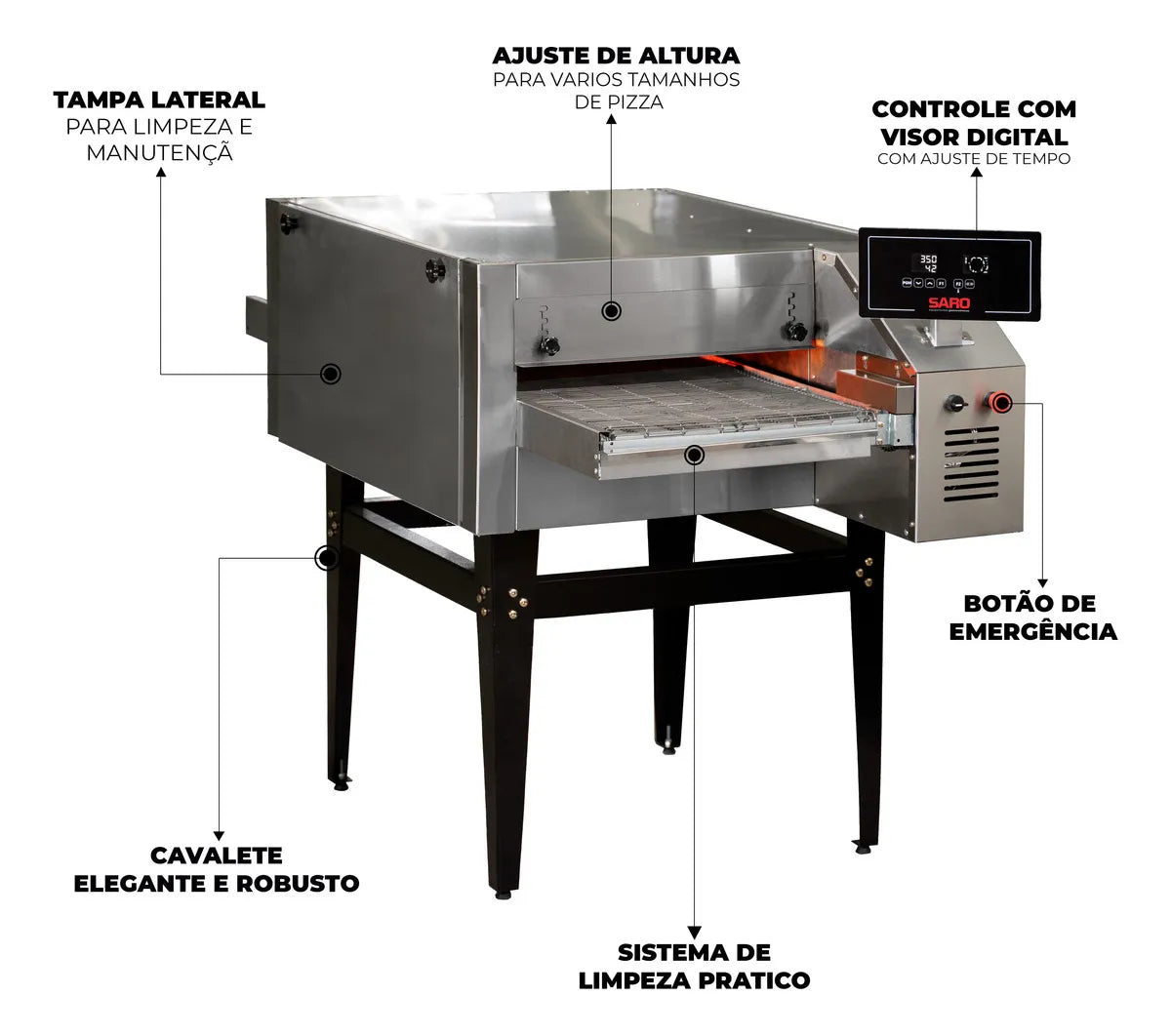 Assador Industrial esteira pizzas 50cm Elétrico Trifásico 220V
