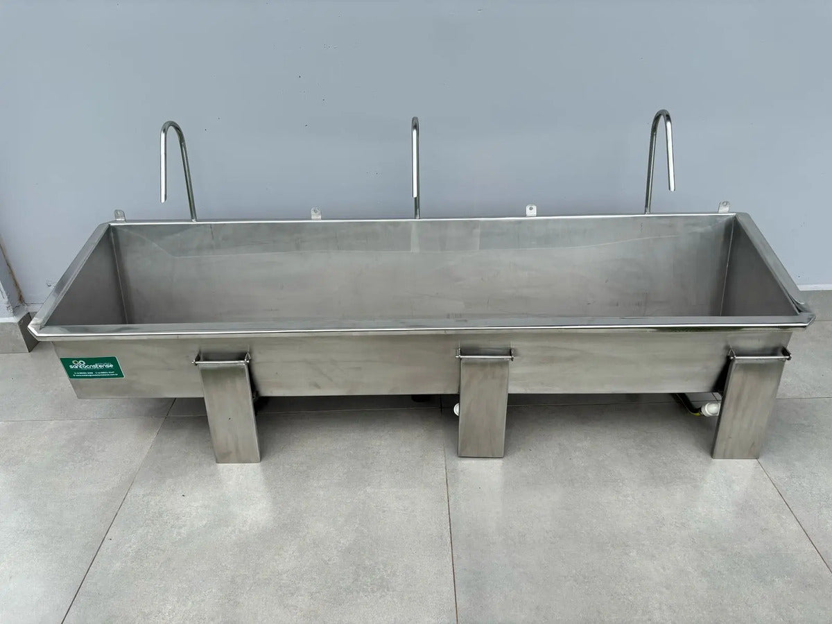Pia De Assepsia 03 Posições, Lavador De Mãos Inox 304