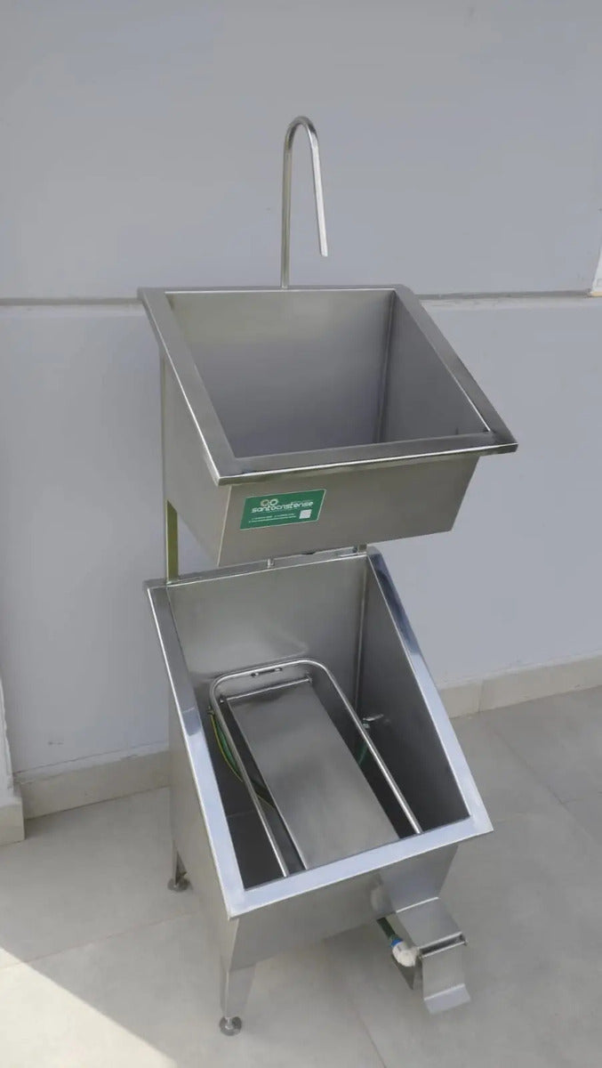 Lavador de Botas e Mãos Acoplado Manual Industrial Inox