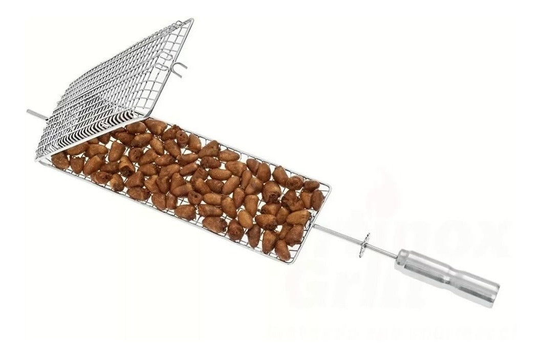 Espeto Grelha Gaiola P/ Churrasqueira Assar Peixes E Miúdos