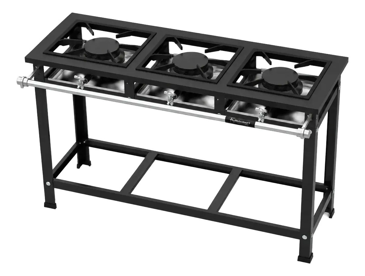 Fogão Industrial Epóxi P7 3 Boca Qs Qg C/ Pés Reguláveis B.p
