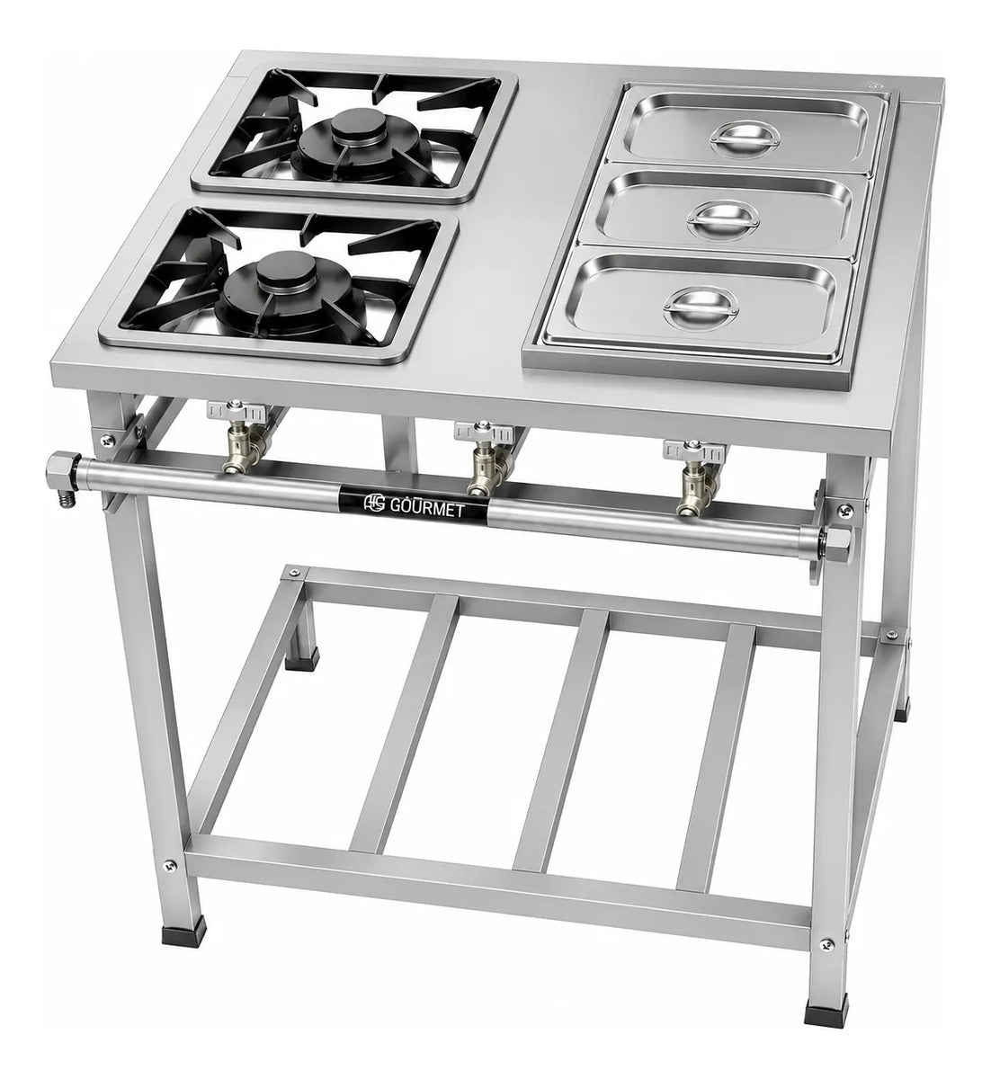 Fogão Industrial 2 Bocasqd+banho Maria Inox Baixa Pressão Fg